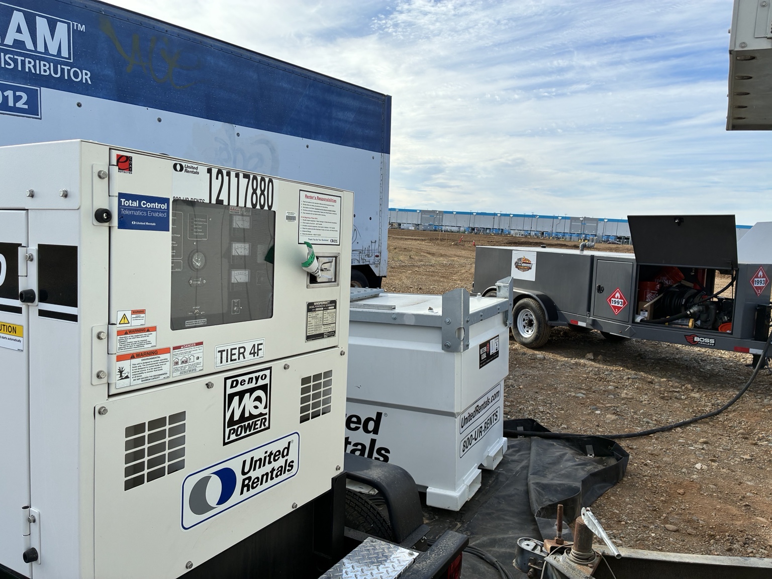 Jobsite generator and storage tank with the Workhorse fuel trailer in the background